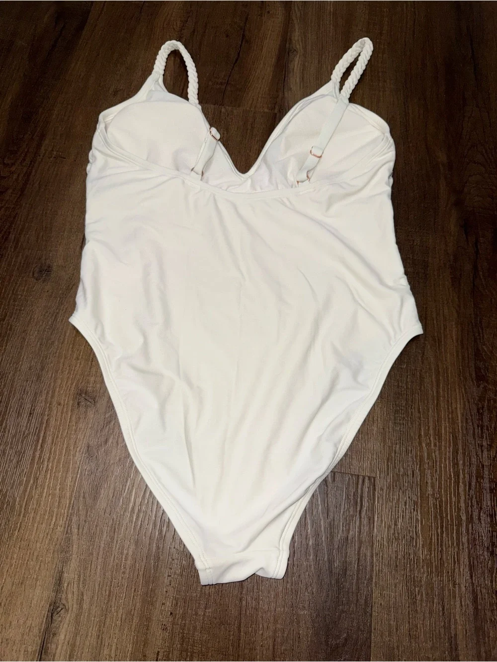 Shade & Shore White Braided Strap One-Piece Swimsuit Size Large